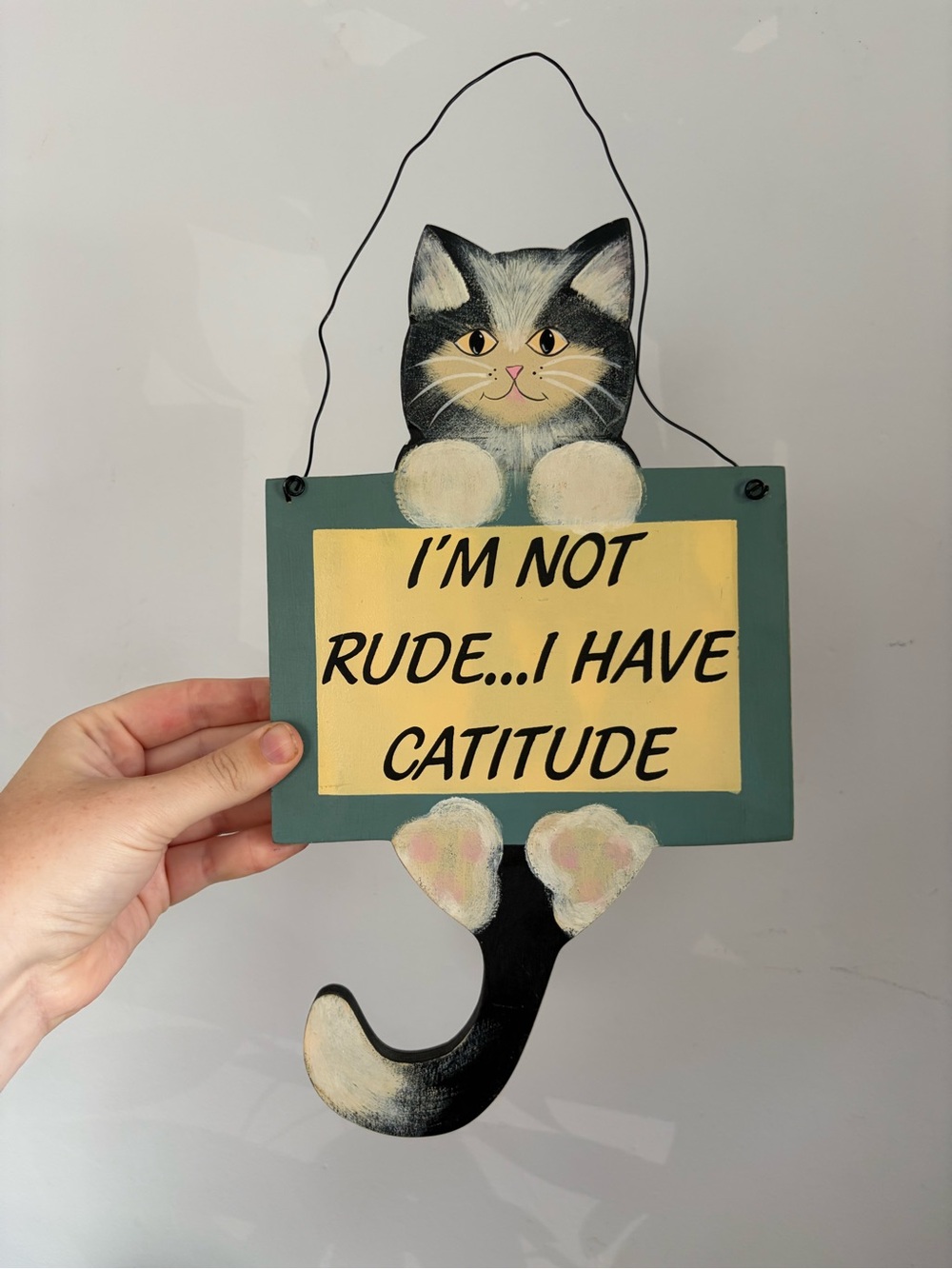 Wooden Cat Wall Sign - "I'm Not Rude...I Have Catitude"